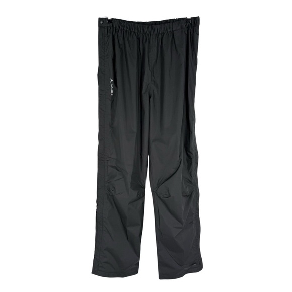 Vaude Rain Pants Mens Size XL Black Seam-Sealed Mesh Lined Full Side Zip - Picture 1 of 11